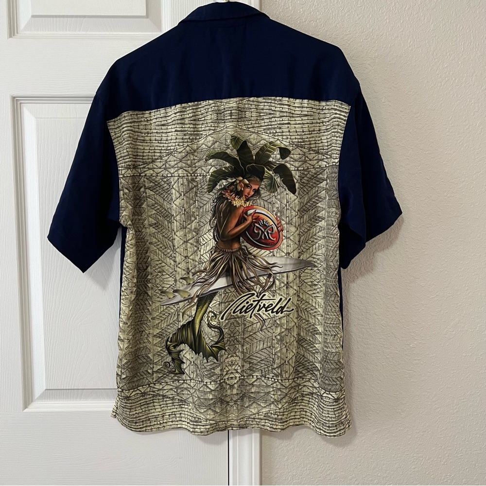 Vintage Rietveld Made in the USA Mens Hawaiian Mermaid Button Down - Medium